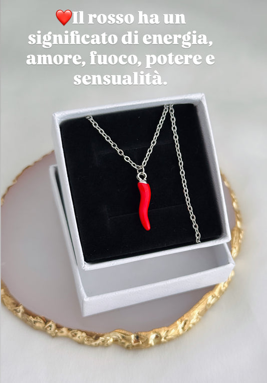 Collana Corno Base Argento 🌶️